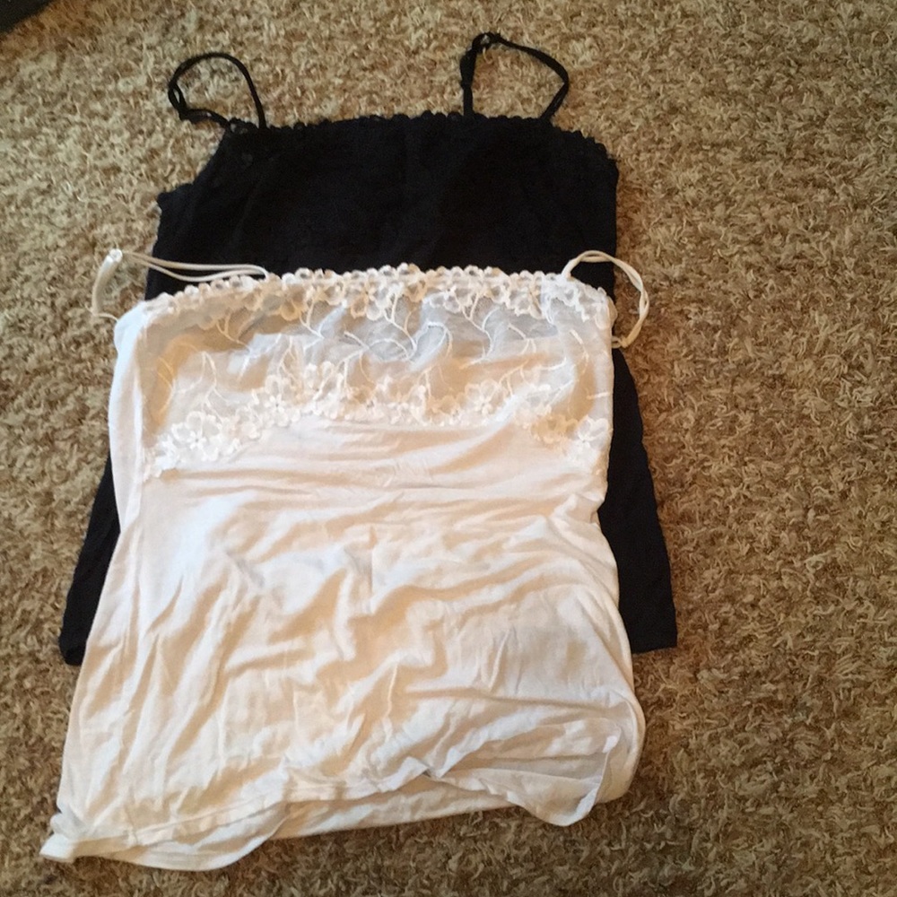 Lot of Felina XL black and white laced bust tanks.